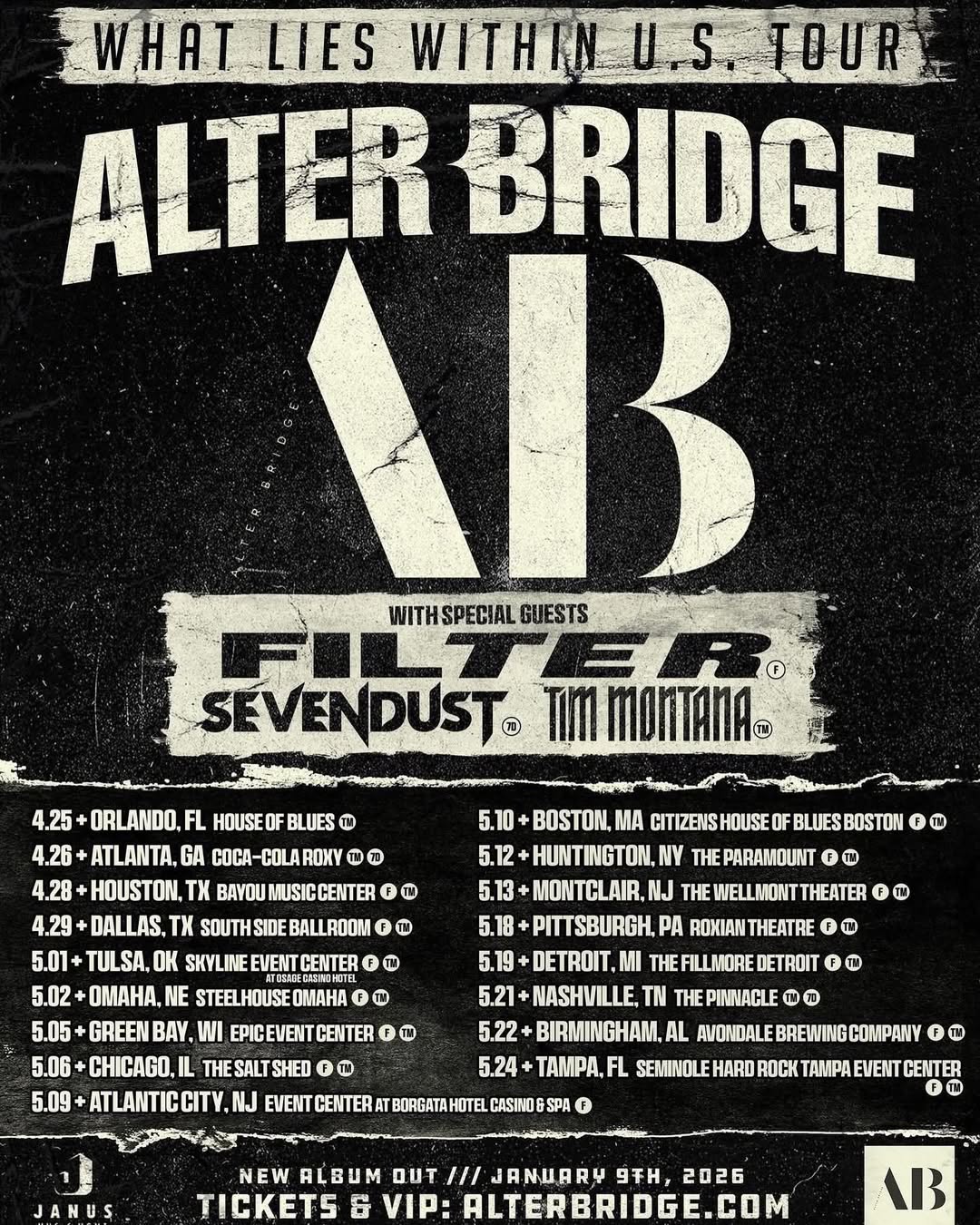Alter Bridge What Lies Within Tour Poster 2026